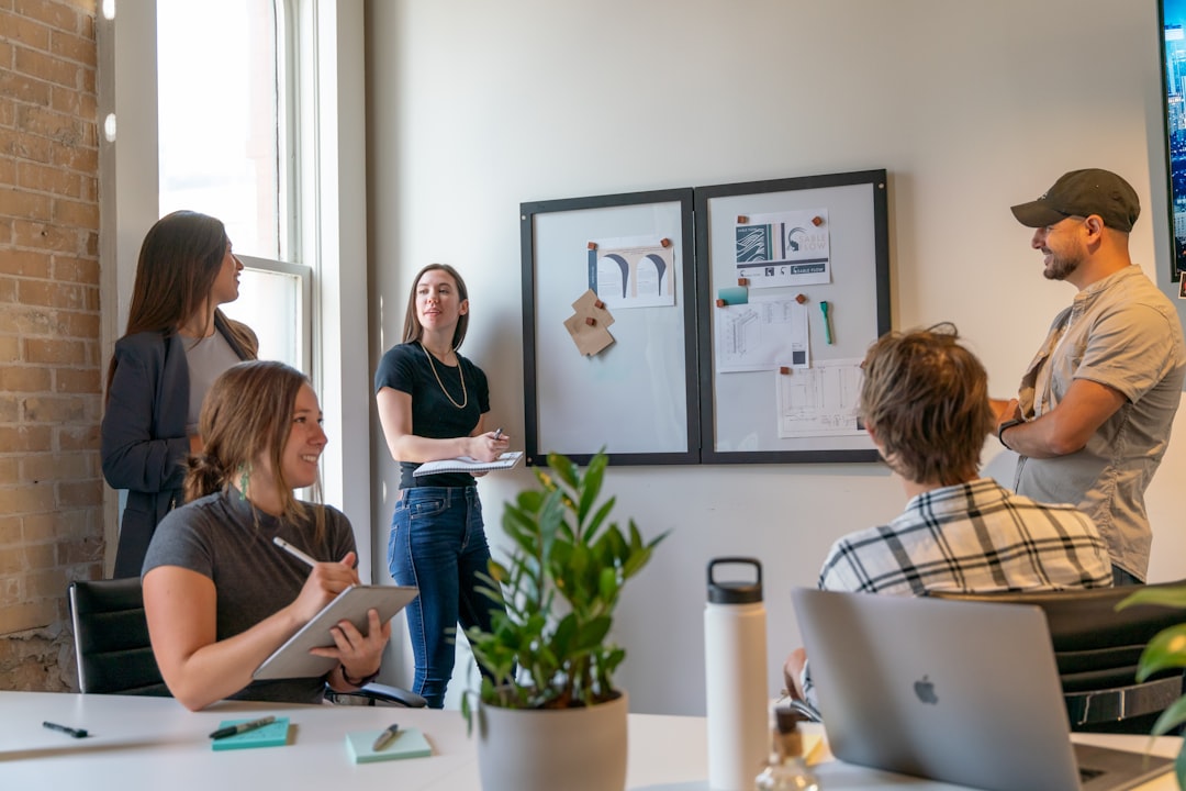 Diverse business team collaborating during a strategy session